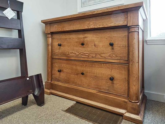 Made in France Oak Credenza w/ Lock and Key Drawers
