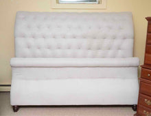 Basset 'Valencia' Ivory Upholstered Tufted Sleigh  King Bed