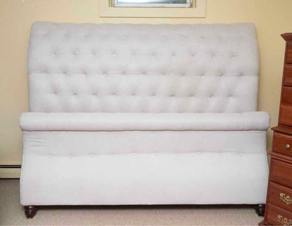 Basset 'Valencia' Ivory Upholstered Tufted Sleigh  King Bed