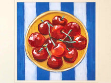 'Table Cherries II' Art Print Under Glass Matted In Gold Frame