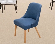 Set of 4 Skyline MCM Style Blue Upholstered Dining Chairs
