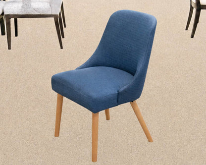 Set of 4 Skyline MCM Style Blue Upholstered Dining Chairs