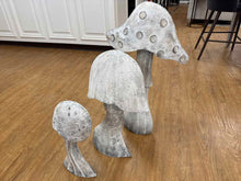Set of 3 Rustic Metal Mushrooms