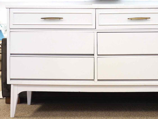 Dixie Mid Century Arctic White Finish 9 Drawer  Dresser