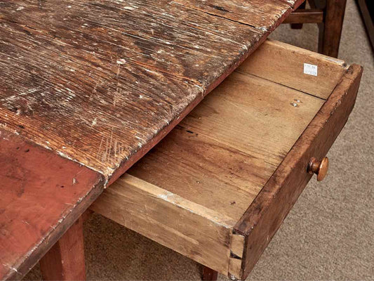 Distressed Finish 1 Drawer Drop Leaf Shaker Legs Dining Table