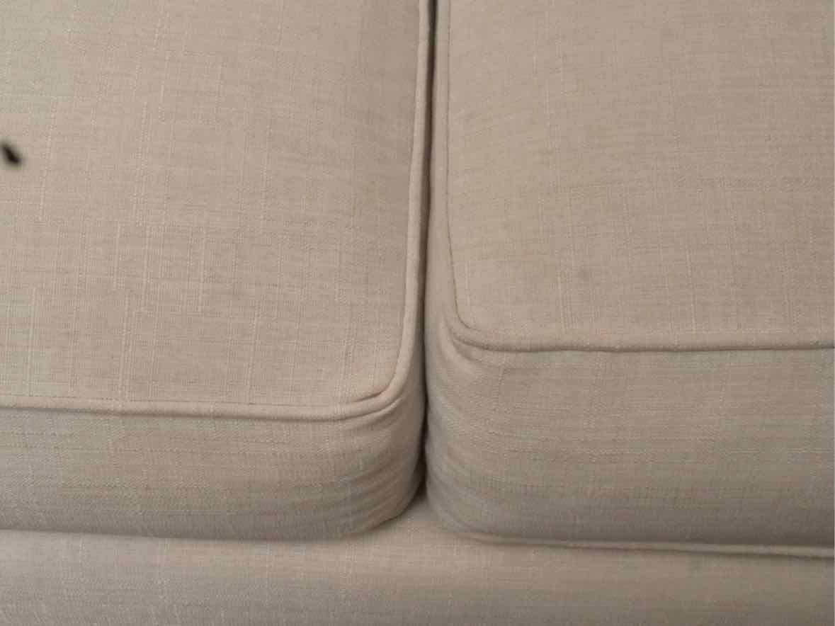 Ethan Allen 'Bennett' Ivory Vintage Linen Upholstered 3  Cushion Sofa