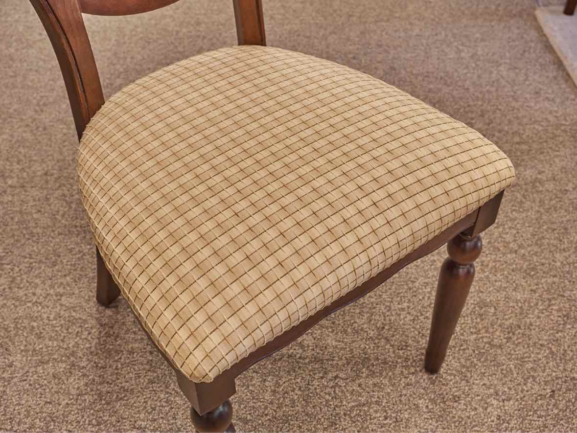 Set of 4 Bremex Birchwood  Dining Chairs with Plaid Upholstered Seat Cushions