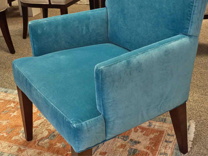 Pair of Lee Industries Dining Host Chairs in Aqua Blue Performance Fabric