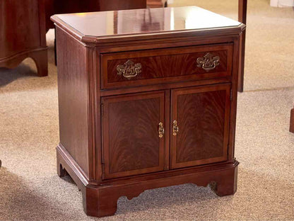 Drexel Burled Mahogany Nightstand with 1 Drawer & 2 Doors