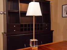 Crystal Base Brass Finish Buffet Table Lamp With Egg Shell Silk Shade