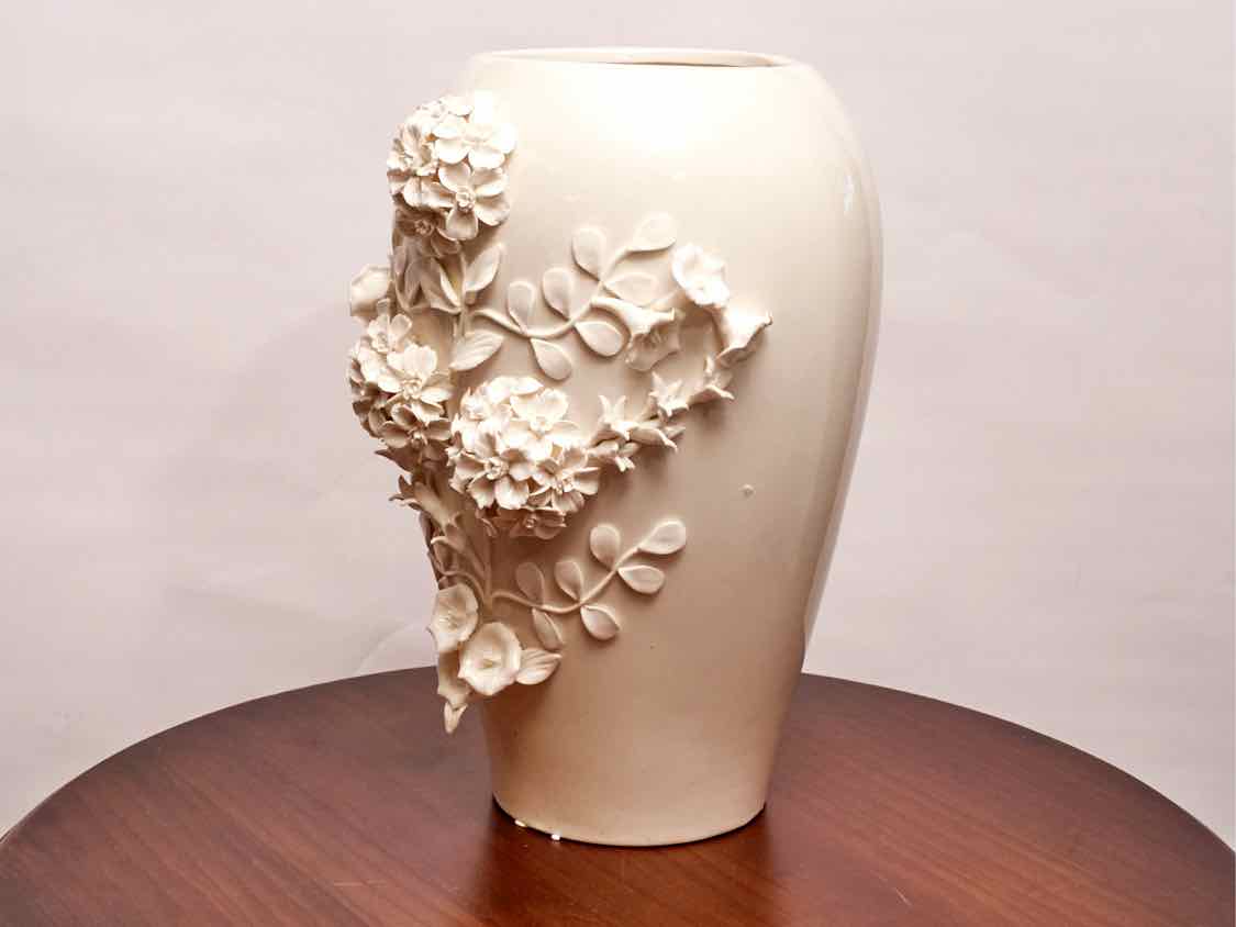 Cream Ceramic Floral Vase