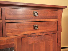 Kincaid Cherry Mission Style 4 Drawer 2 Door Leaded Glass Accent   Dresser