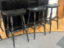 Set of 3 Distressed Black Bar Stools