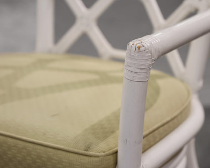 Pair of David Francis White Rattan Chairs