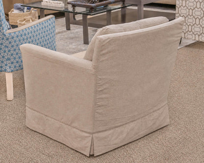 Pair of Lee Industries 'Natural Linen' Swivel Chairs