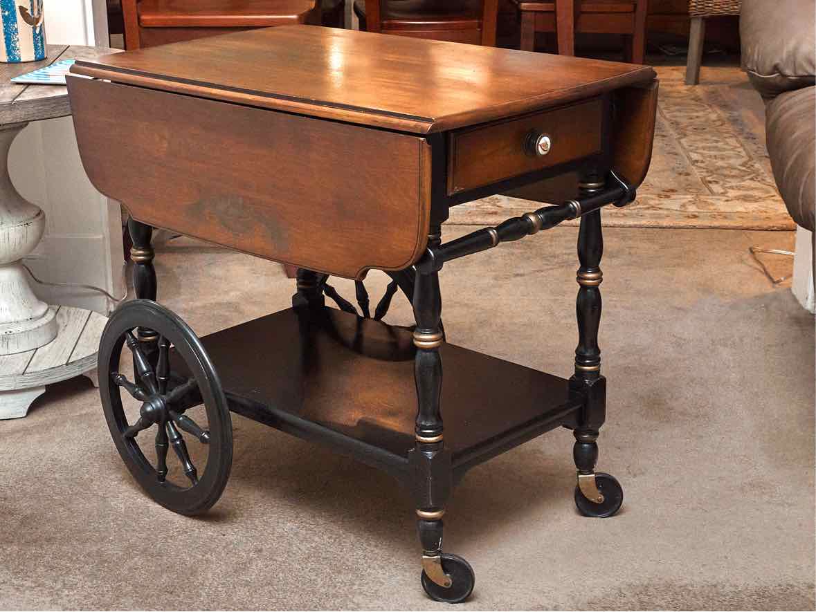 Hitchcock Maple & Black Stenciled Drop Leaf Tea Wagon