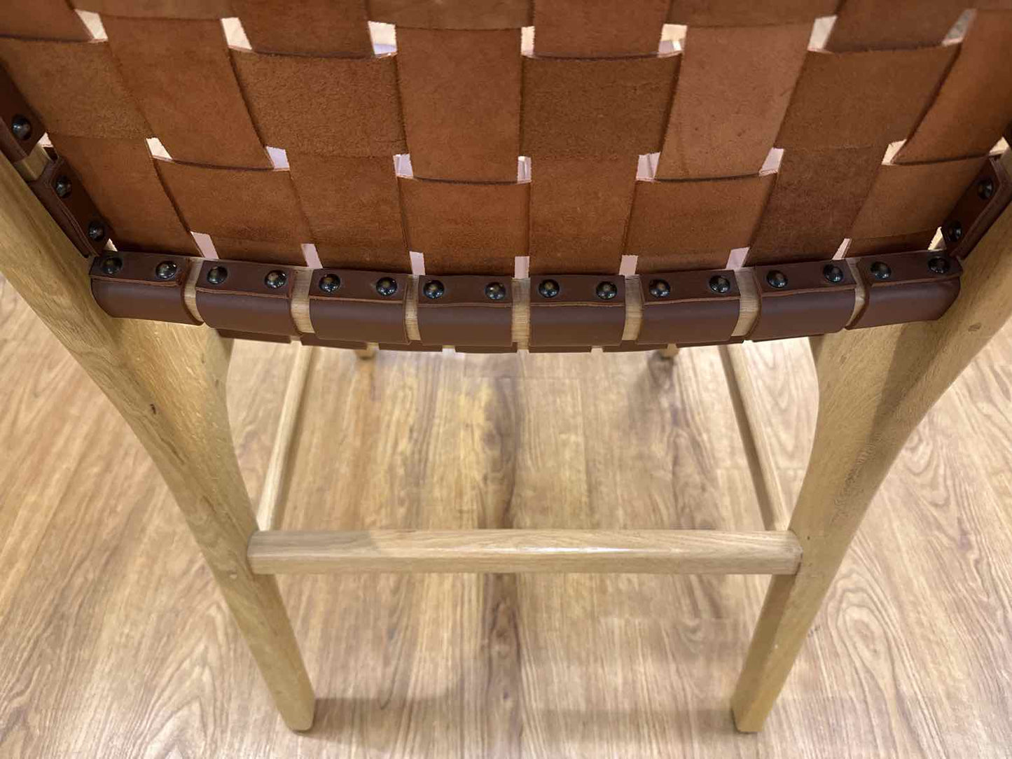 Pair Of Hati Home Woven Leather Oak Dining Chairs