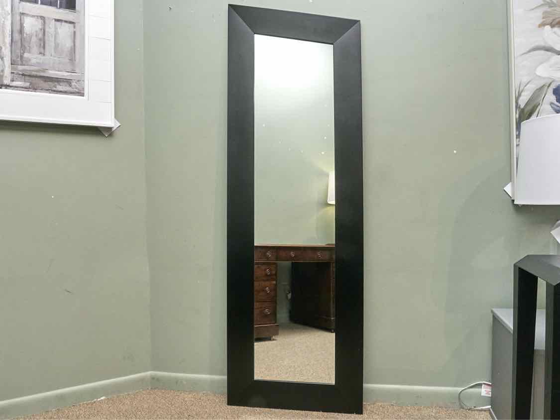 Black Slant Angled Top Contemporay Floor Mirror