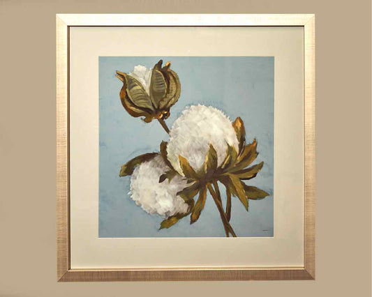 "Cotton Balls II" Matted Print in Champagne Finish Frame