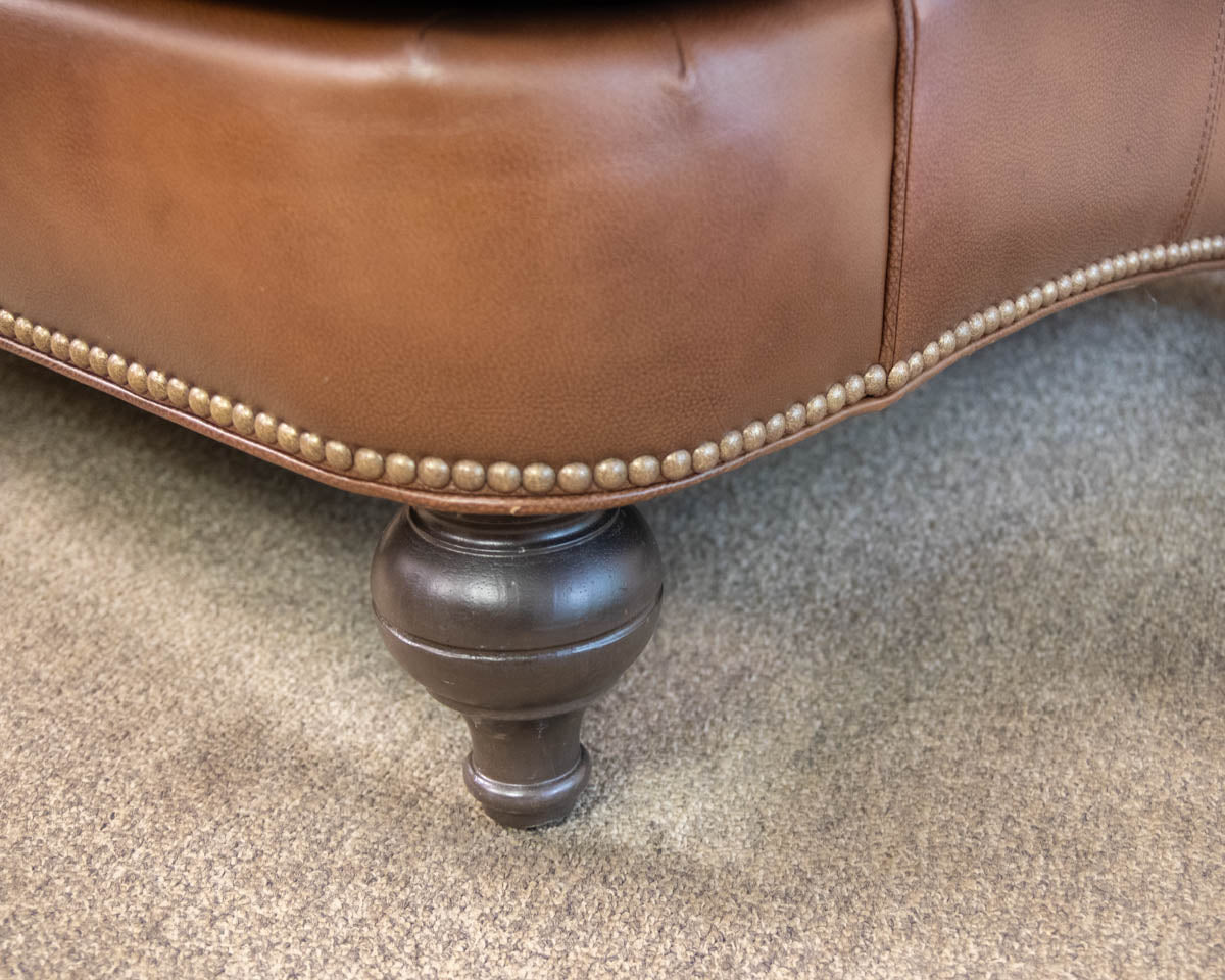 Ethan Allen 'Shaw' Leather Arm Chair & Ottoman