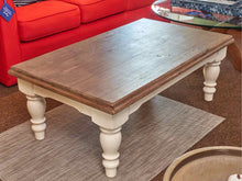 Driftwood Finish Top Cream Turned Legs Cocktail Table