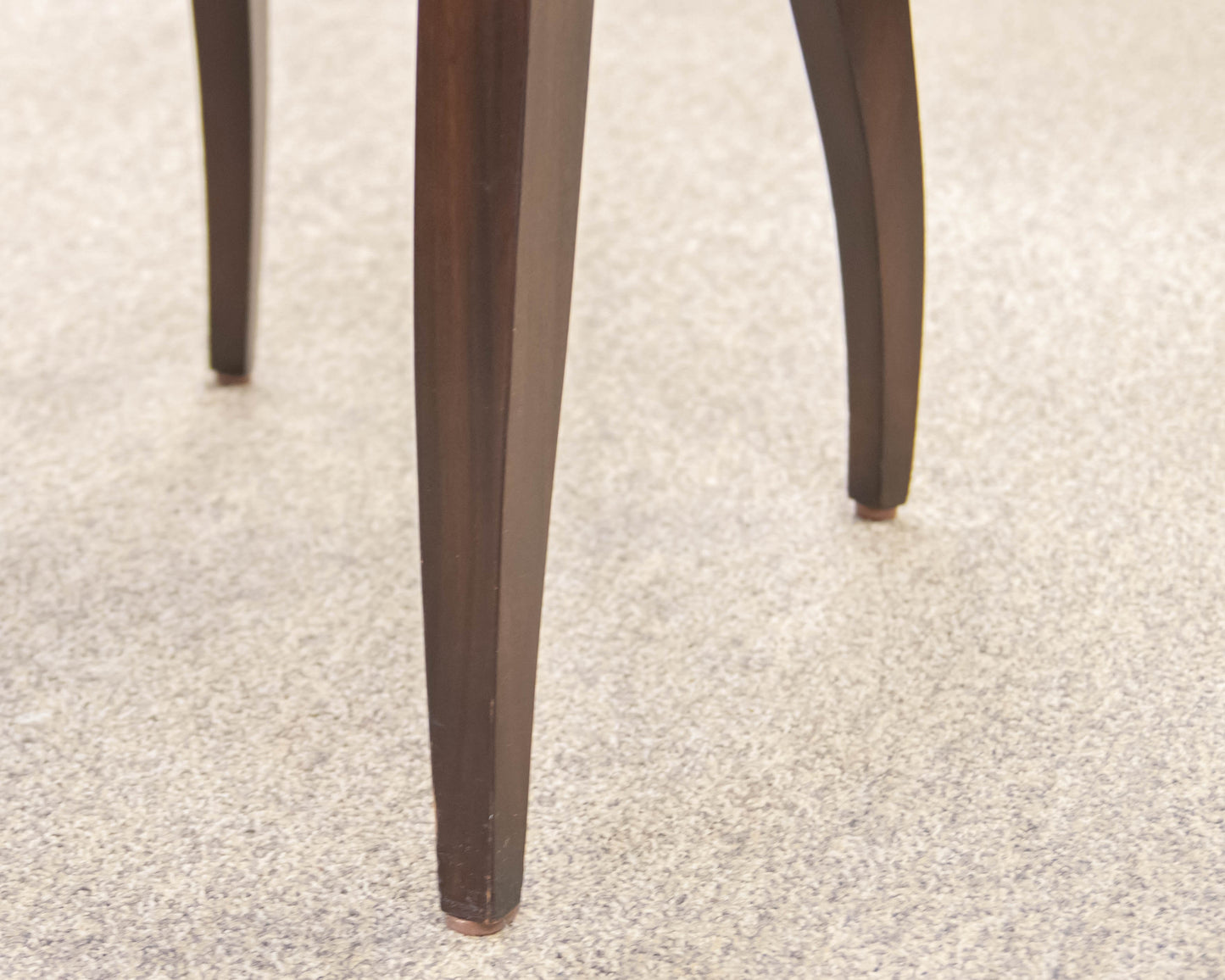 Set of 6 Ethan Allen Drew Dining Chairs in Brown Leather on Dark Finish Frame