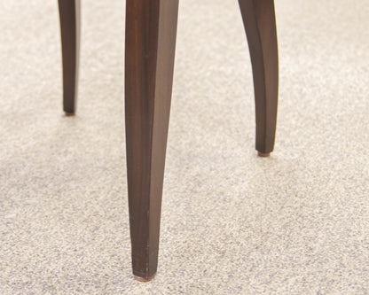 Set of 6 Ethan Allen Drew Dining Chairs in Brown Leather on Dark Finish Frame