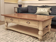 Liberty Furniture Pine Plank Top Cream Finish 2 Drawer & Shelf  Cocktail Table