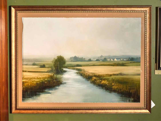 Framed Floating Print 'Meadow Stream' Under Glass