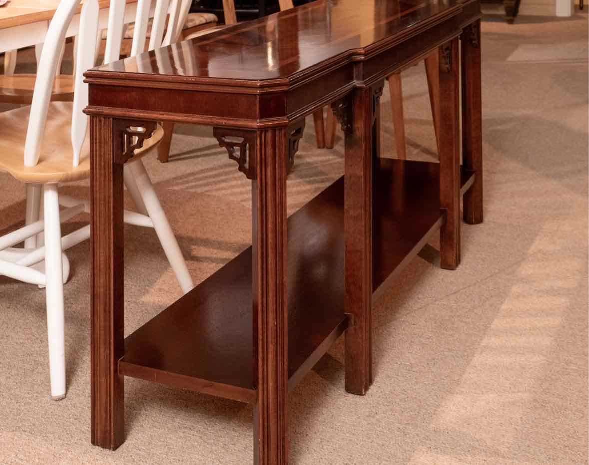 Lane Furniture Mahogany Chinoiserie Style  Console Sofa Table