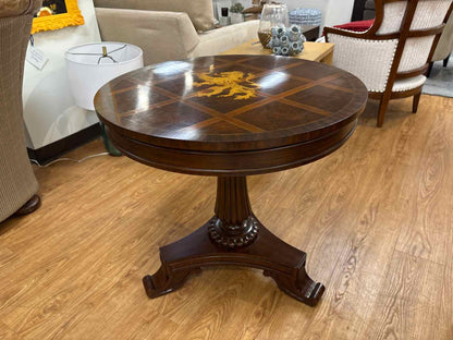 Mahogany Inlaid Round Accent Table