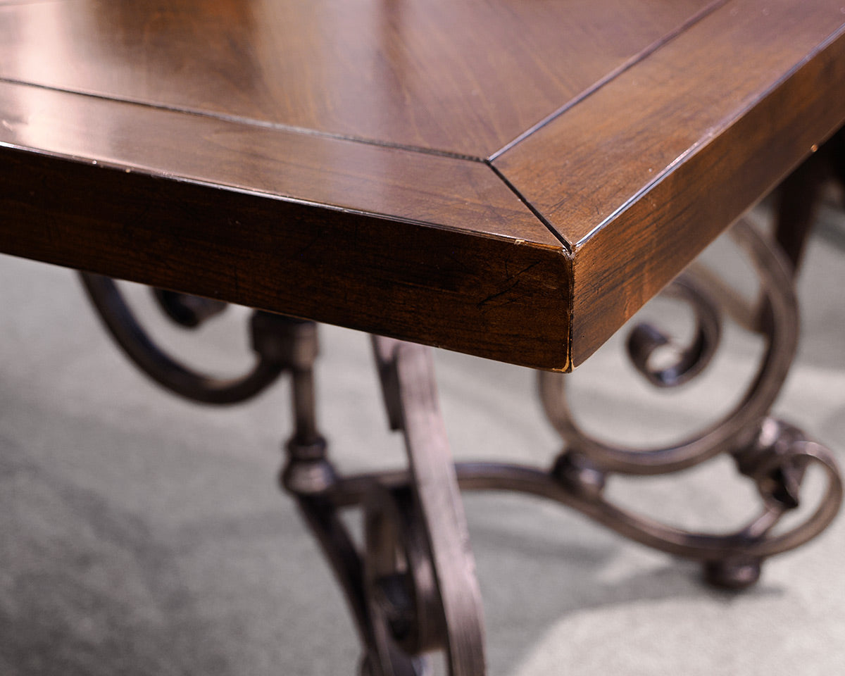 Lorts Parquet Dining Table on Iron Base