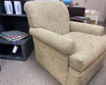 TRS Furniture Inc. Green Spiral Upholstered Swivel Chair & Ottoman