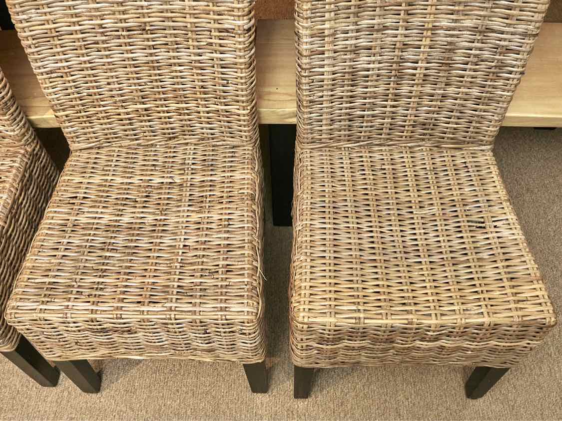 Set of 4 'Pier 1 Imports' Wicker  Dining Chairs with Espresso Finish Legs