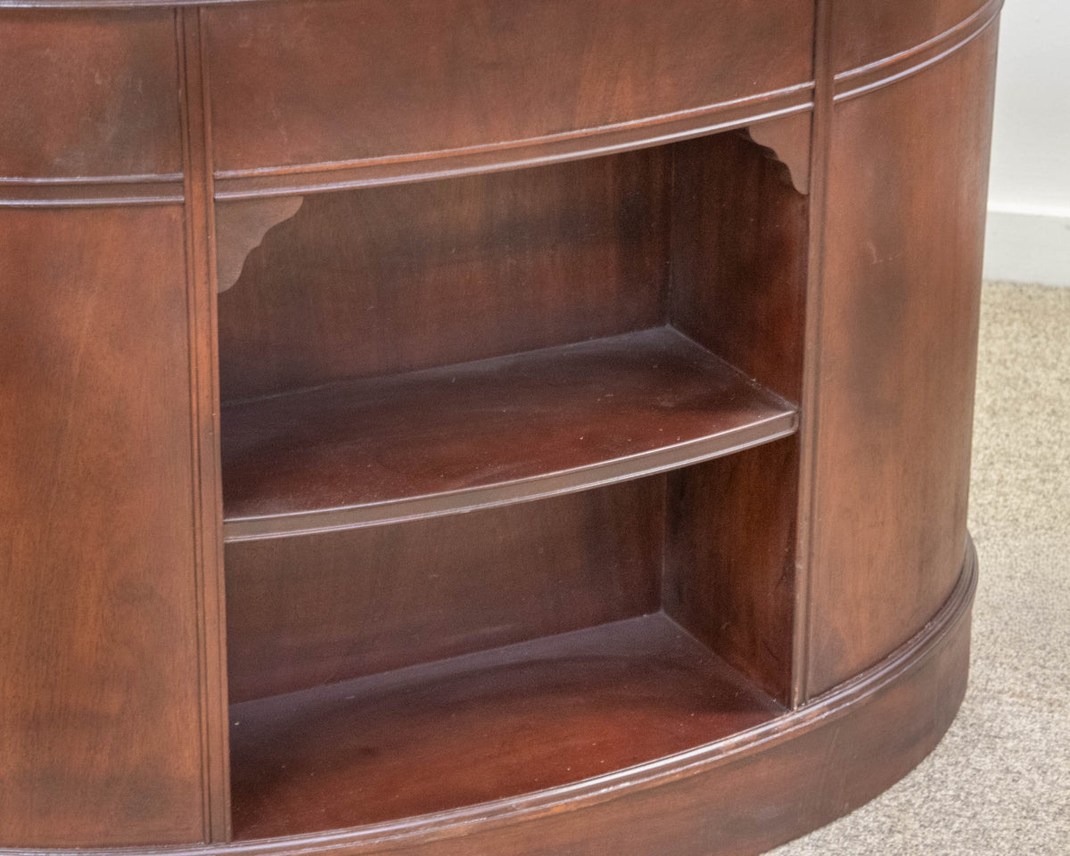 Crotch Mahogany 9 Drawer Kidney Shape Desk