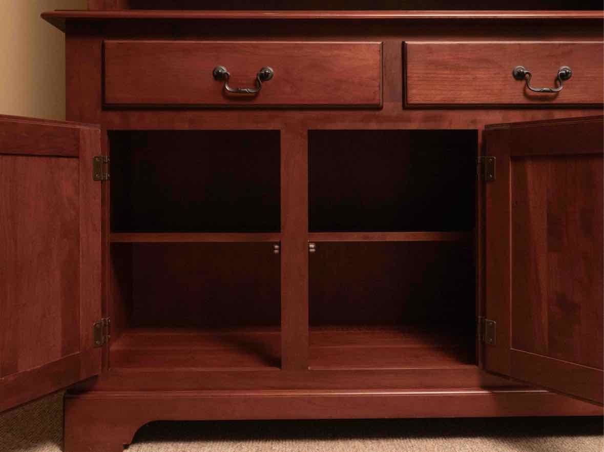 Le Mieur Cherry  2 Glass Pane Door Hutch in Russet Finish