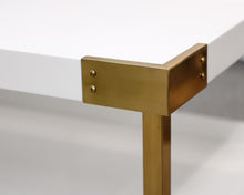 Serena & Lily White Lacquer and Brass Cocktail Table