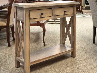 Grey Driftwood 2 Drawer& 1 Shelf Console