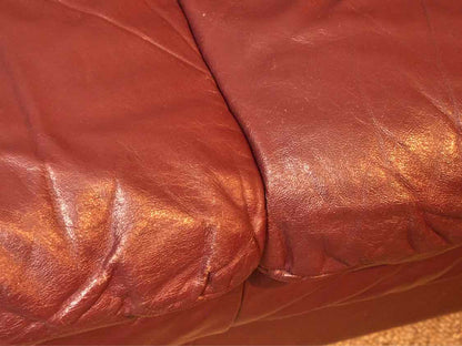 Burgundy Wine Color Leather 2 Cushion Loveseat