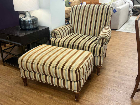 Stickley Striped Chair w/ Ottoman