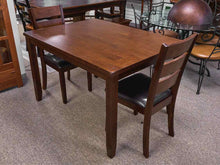 Dark Stain Dining Table W/ Pair of Slatback Chairs