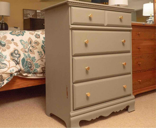 Eucalyptus Green Finish 4 Drawer Chest with Dental Molding Trim