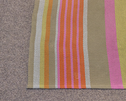 Dash & Albert Aruba Stripe Cotton Area Rug in Orange, Pink and Lime Green