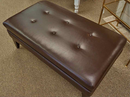 Bonded Leather Ottoman with Tuffted Button Top