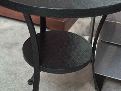 Pair Of Black Finish Metal Side Tables
