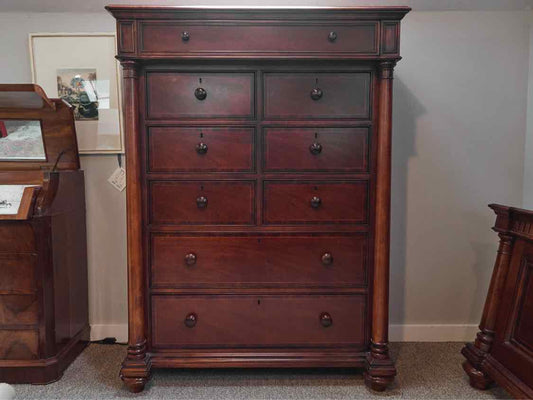 Thomasville Mahogany Finish Empire Style 9 Drawer Chest