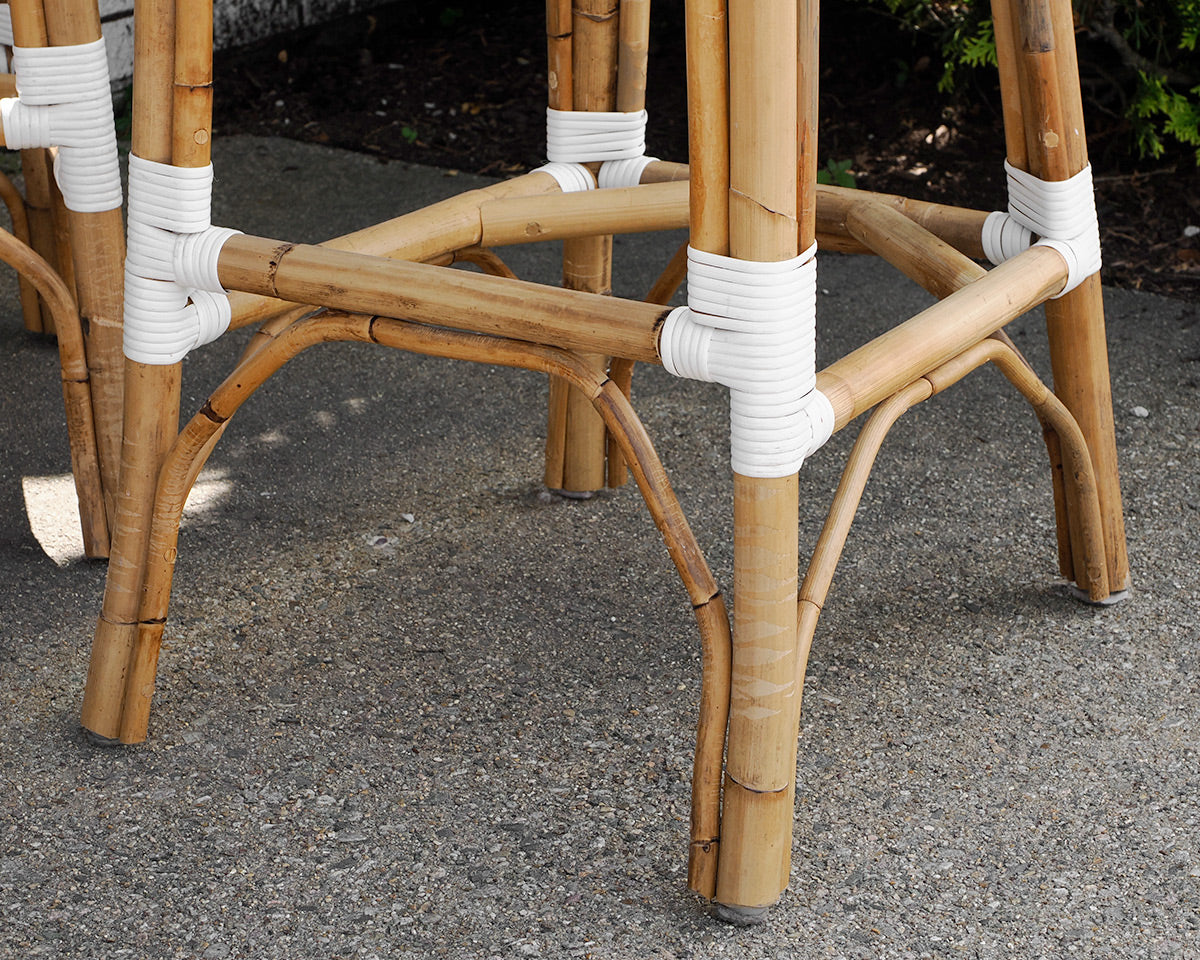 Set of 3 Serena & Lily "Riviera" Rattan Bar Stools