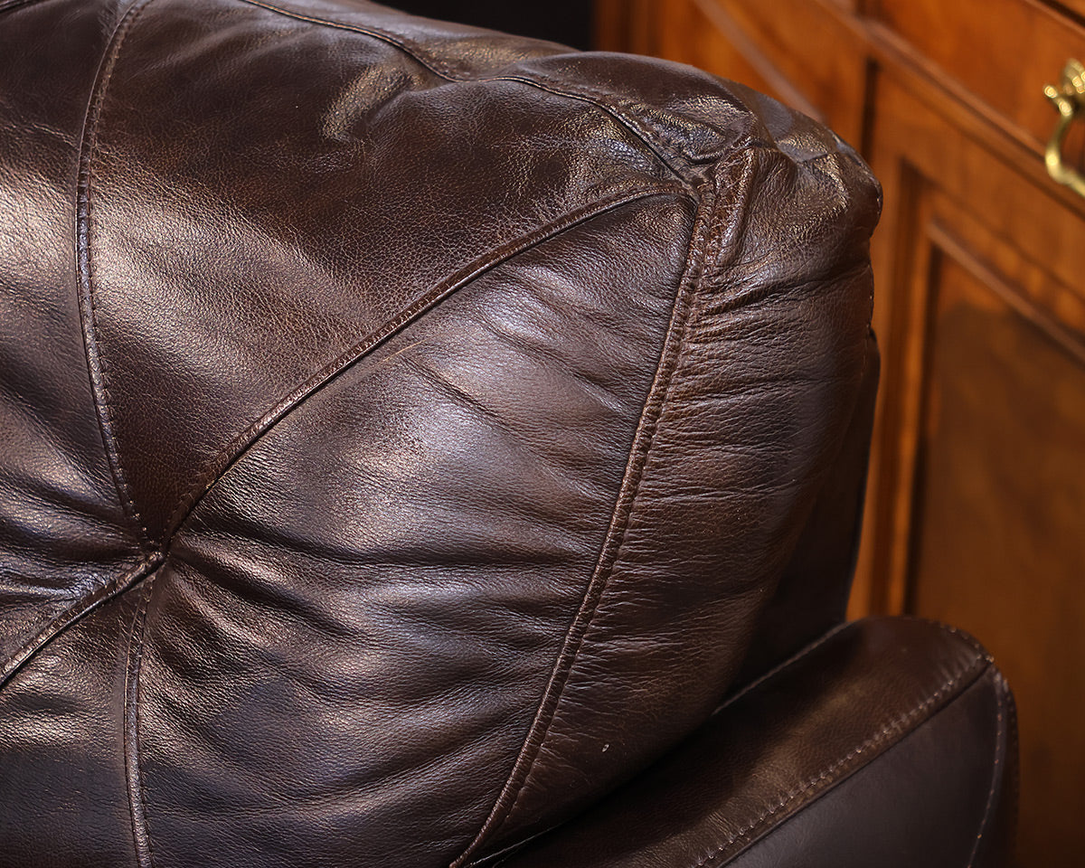Dark Chocolate Leather Track Arm Chair