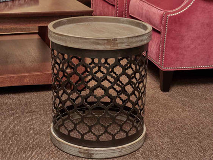 Madison Park Round Grey Finish Metal Sides   Accent Table