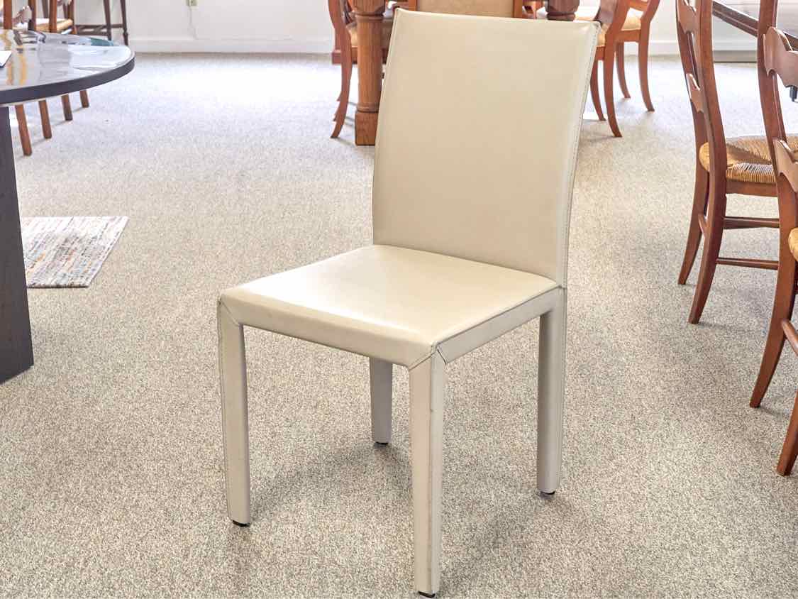 Set of 4 Crate & Barrel 'Folio' Dining Chairs in Beige Leather